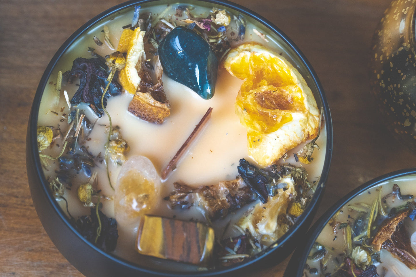 Rosemary Spearmint Orange Intention Candle with Tigers Eye, Citrine & Bloodstone for Manifestation