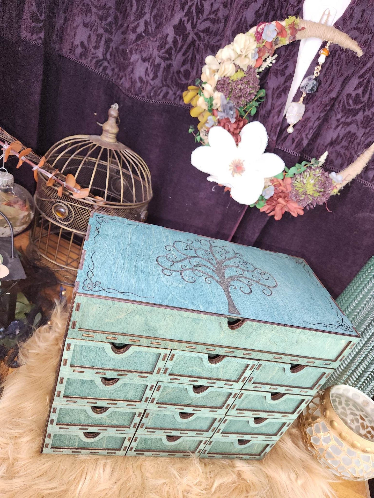 Tarot Card Organizer: 13-Drawer Box for 12 Decks, Altar Decor, Jewelry Storage, Divination Tool V.1