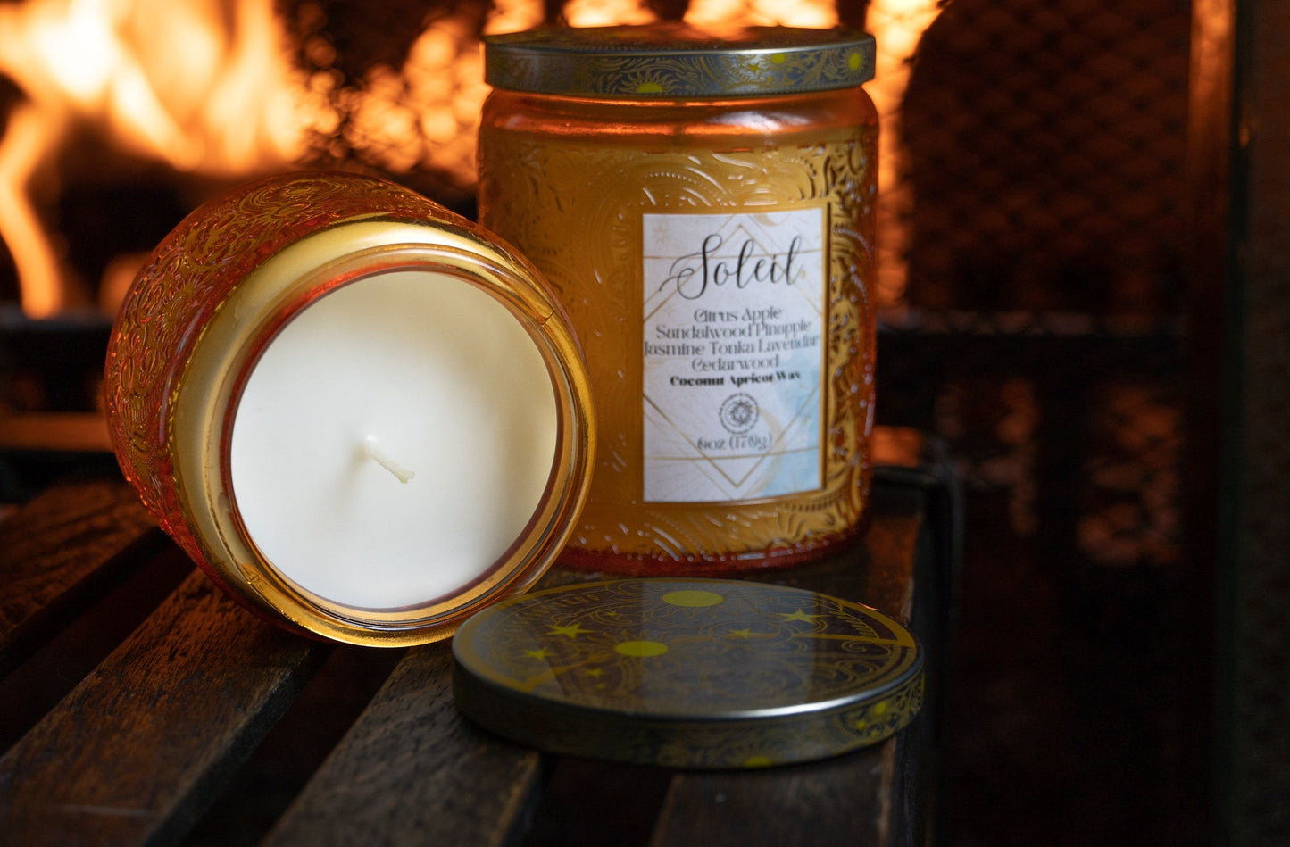 Celestial Intention Candle: Glass Jar for Altar Decor, Ritual Honoring Sun, Moon & Stars (3oz, 6oz)