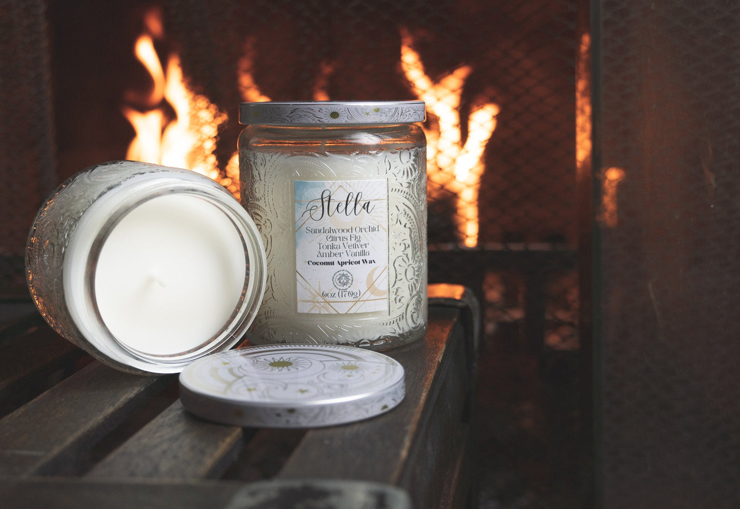 Celestial Intention Candle: Glass Jar for Altar Decor, Ritual Honoring Sun, Moon & Stars (3oz, 6oz)