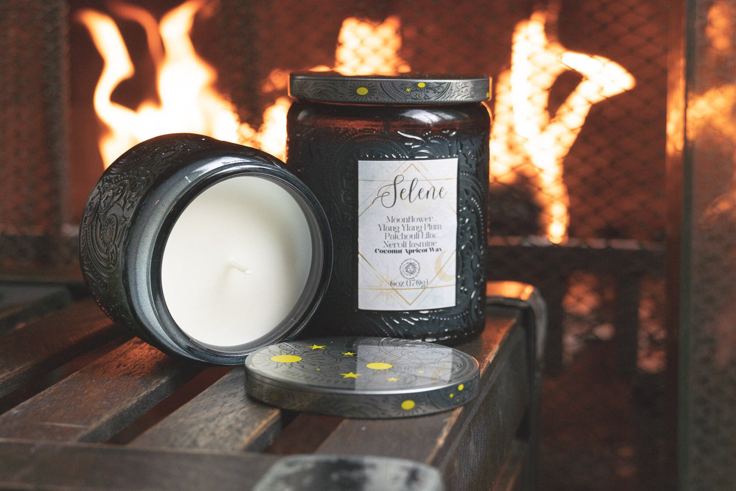 Celestial Intention Candle: Glass Jar for Altar Decor, Ritual Honoring Sun, Moon & Stars (3oz, 6oz)