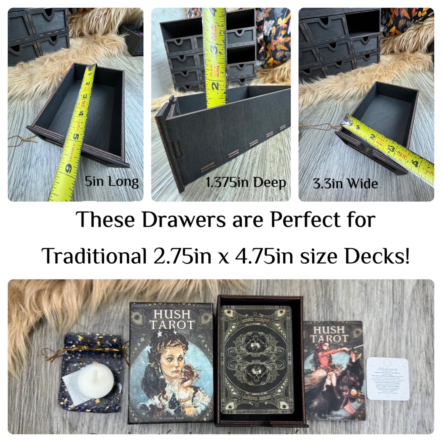 Handcrafted 13-Drawer Tarot Card Organizer: Elegant Storage for Decks, Crystals & Divination Tools