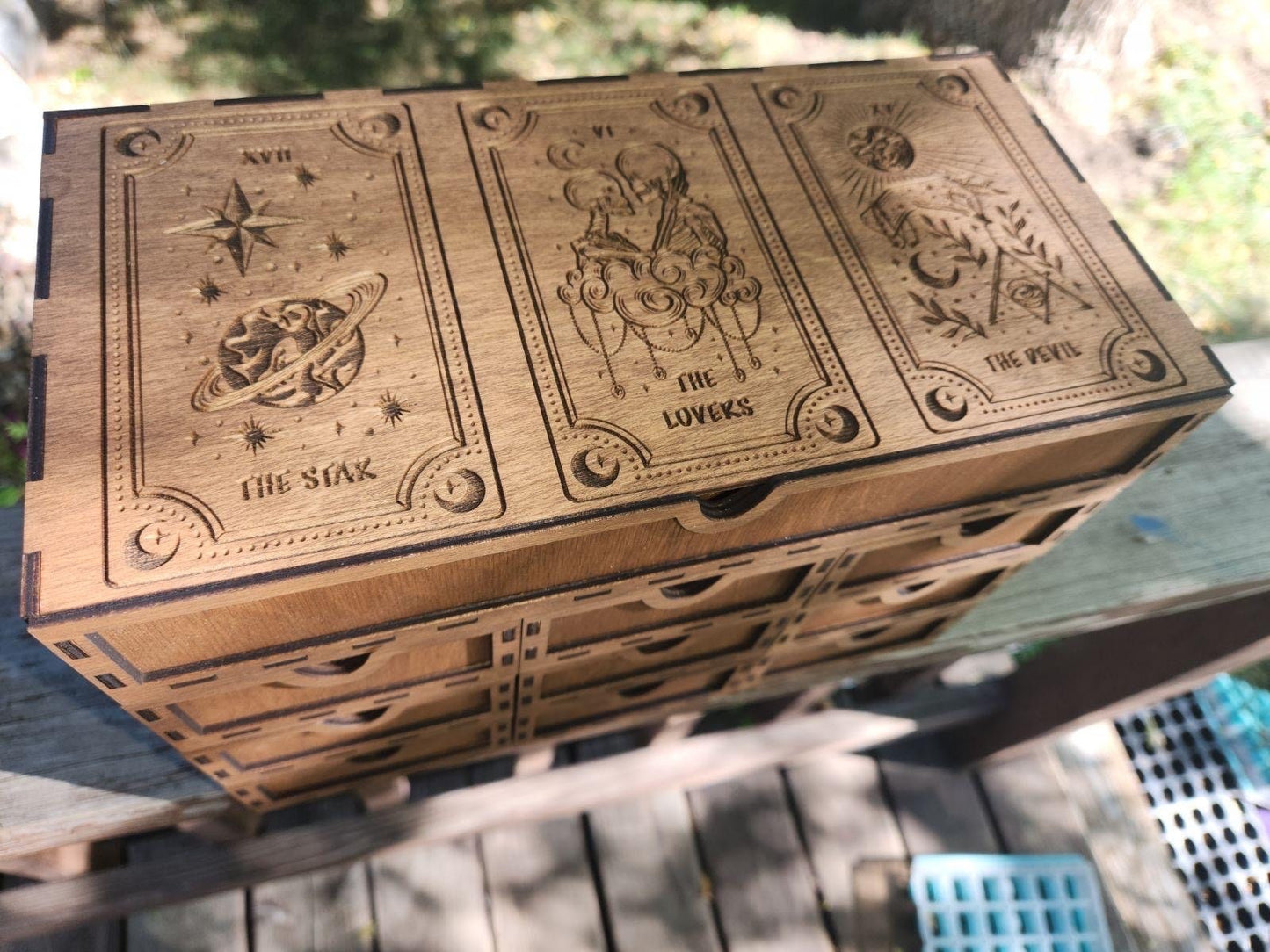 Elegant 10-Drawer Tarot Card Organizer: Holds 9 Decks, Altar Decor, Jewelry Storage, Divination Tool