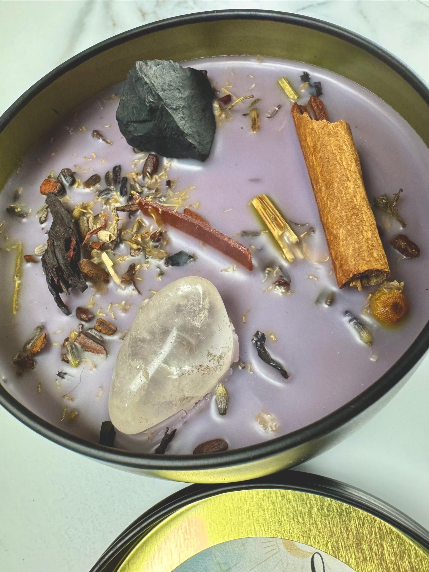 Crystal-Infused Grounding Candle for Manifestation, Positive Energy & Intention Setting Rituals