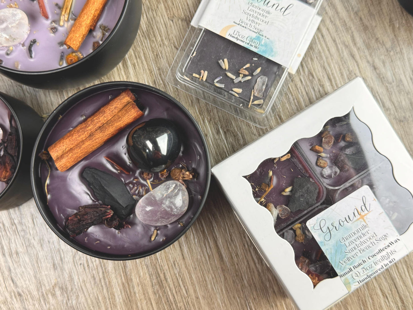 Crystal-Infused Grounding Candle for Manifestation, Positive Energy & Intention Setting Rituals