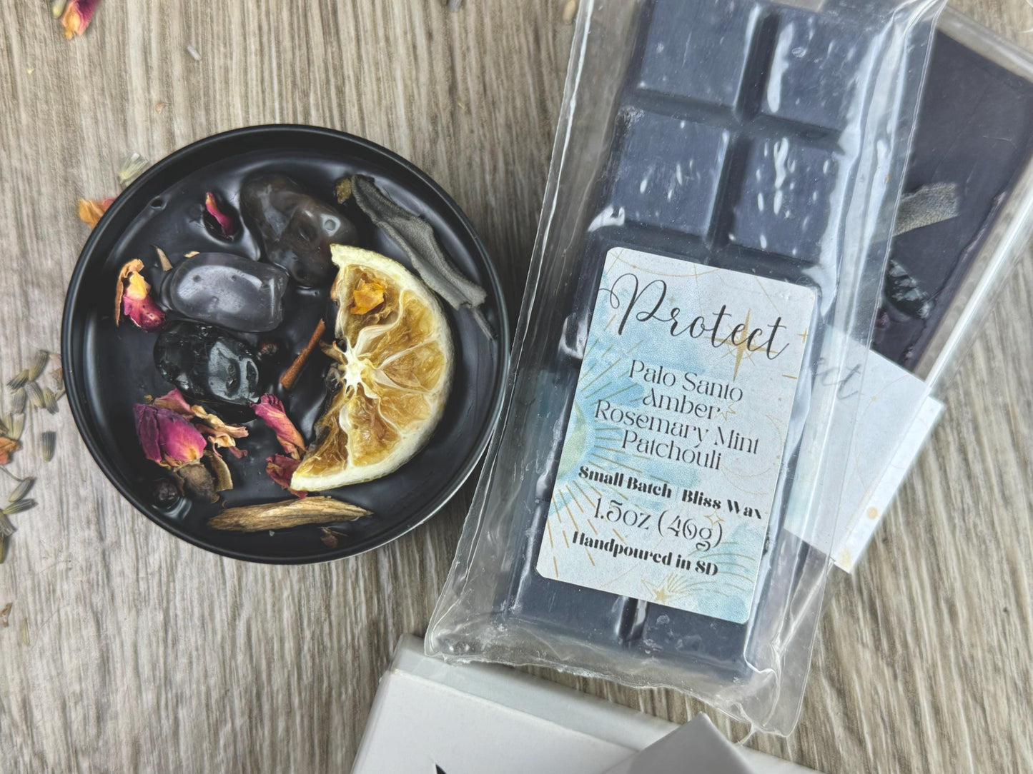 Protection Ritual Candle with Obsidian, Onyx & Tourmaline: Herbal Aromatherapy for Positive Energy