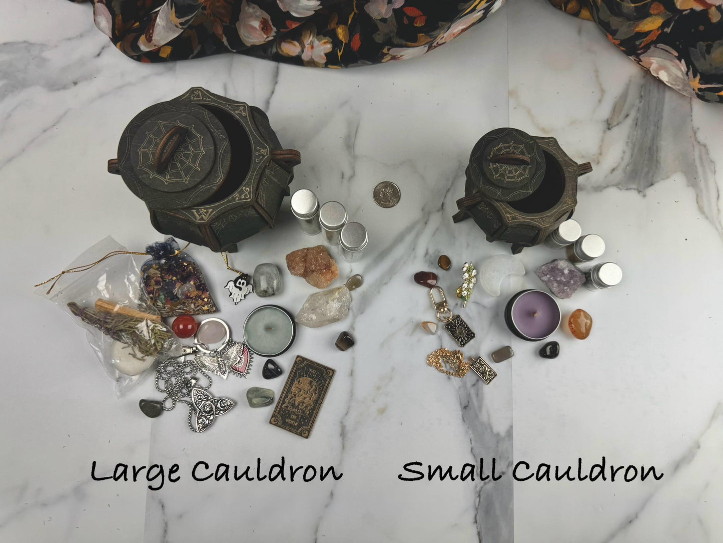 Miniature Wooden Witch's Cauldron with Lid - Mystical Decor for Spellcraft and Halloween