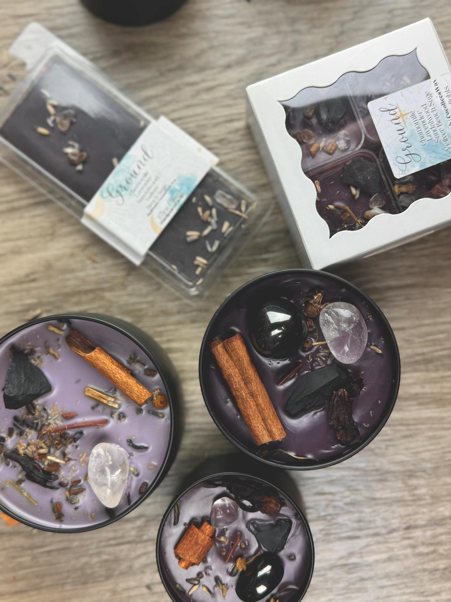 Crystal-Infused Grounding Candle for Manifestation, Positive Energy & Intention Setting Rituals