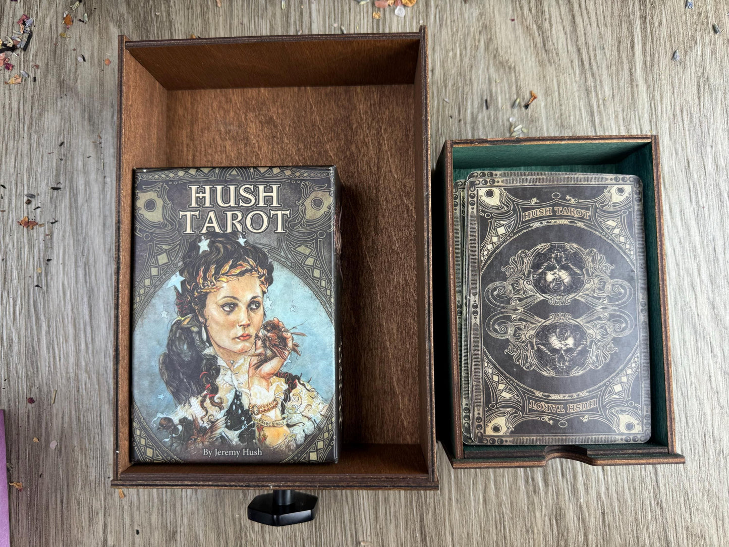 Elegant 11-Drawer Oracle Card Organizer: Metal Hardware, Altar Decor, Tarot Storage Box