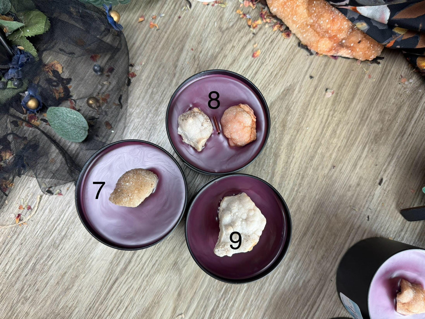 6oz Meramec Geode Candle with Crackling Wood Wick - Handmade Crystal Quartz Aromatherapy Decor