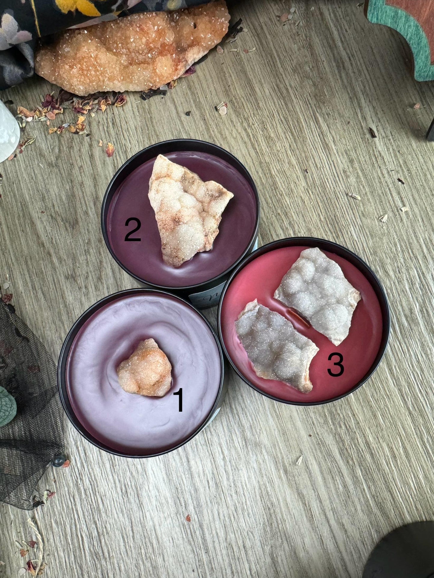 6oz Meramec Geode Candle with Crackling Wood Wick - Handmade Crystal Quartz Aromatherapy Decor