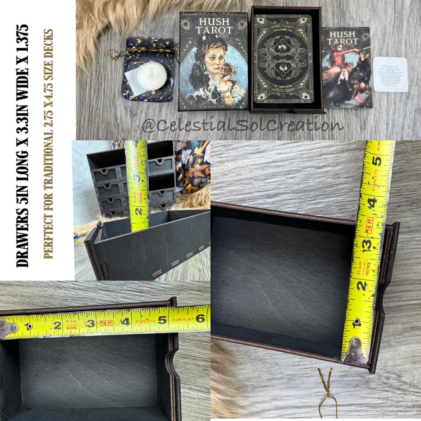Celestial 9-Drawer Tarot Card Organizer: Constellation Zodiac Box for Decks, Altar Decor & Jewelry
