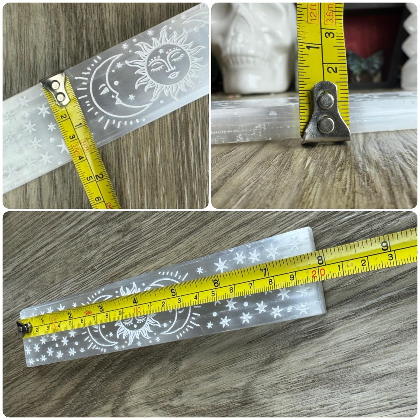 Etched Selenite Charging Plate: Divination Tool for Crystal Cleansing, Manifestation & Witchy Home Decor
