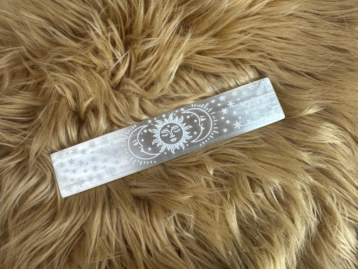 Etched Selenite Charging Plate: Divination Tool for Crystal Cleansing, Manifestation & Witchy Home Decor