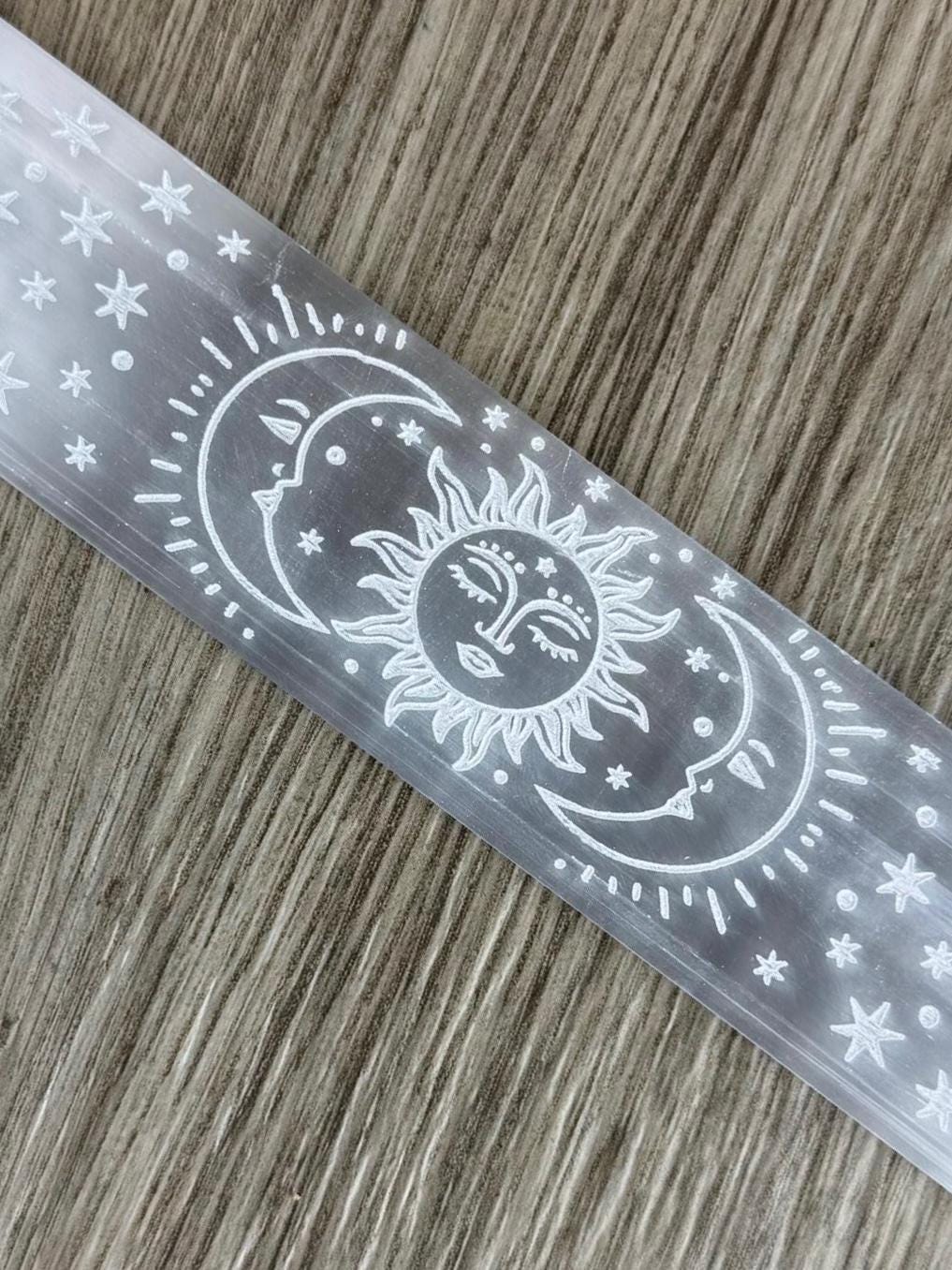 Etched Selenite Charging Plate: Divination Tool for Crystal Cleansing, Manifestation & Witchy Home Decor