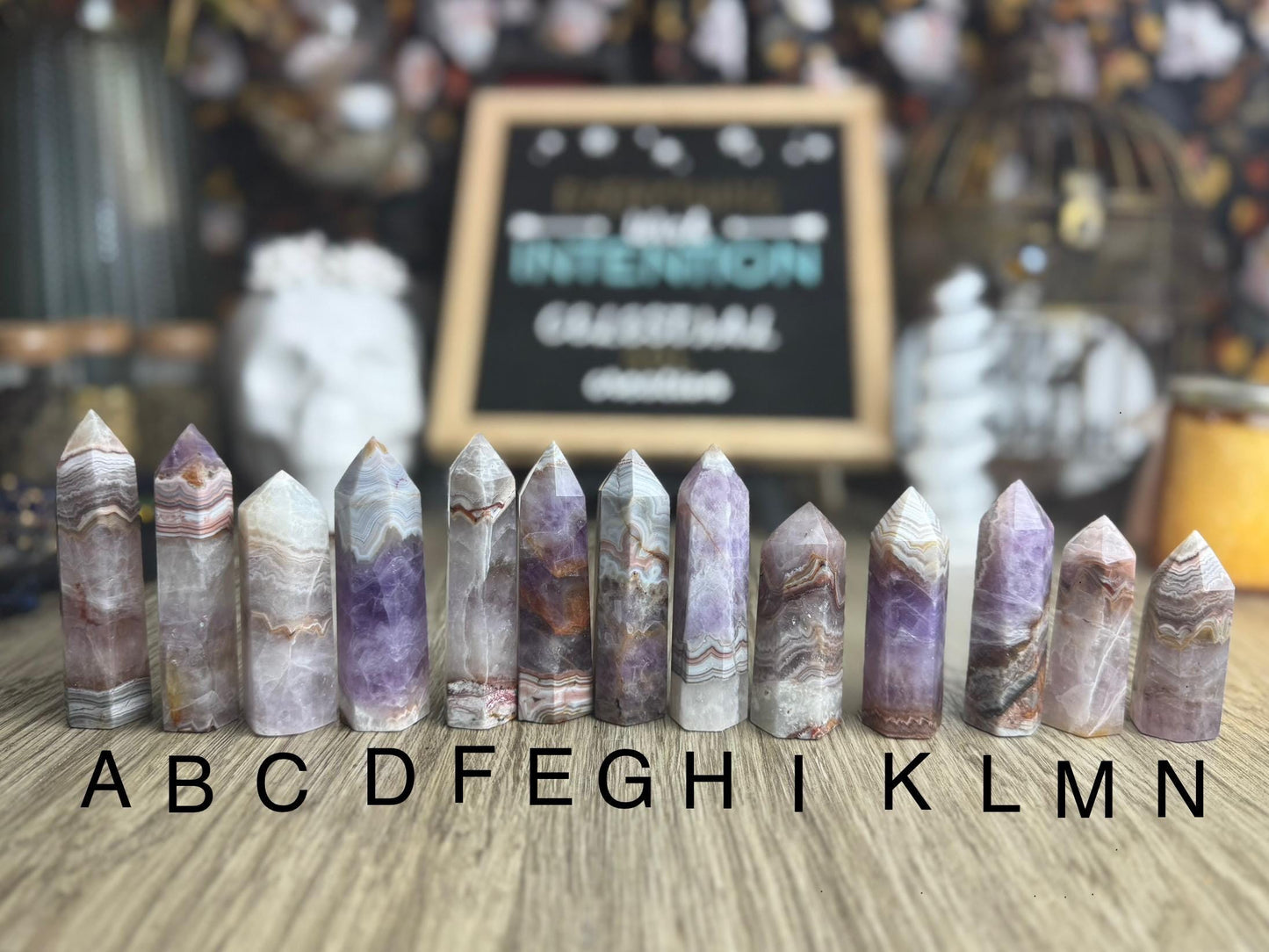 Striped Agate Crystal Tower for Divination, Altar Decor, Manifestation, Witchy Home Gift