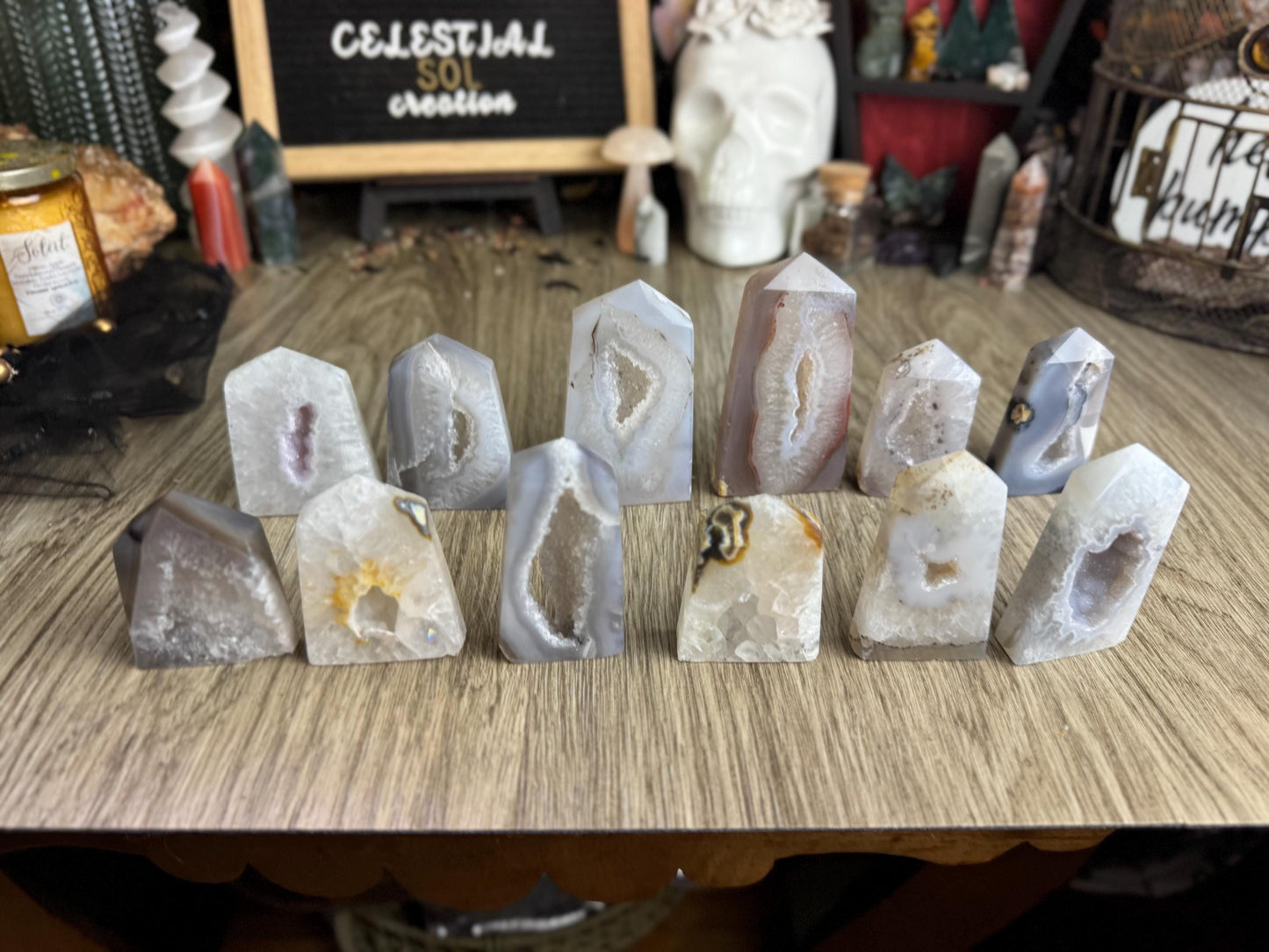 Elegant Druzy Agate Towers for Divination, Altar Decor & Spiritual Manifestation - Witchy Gifts