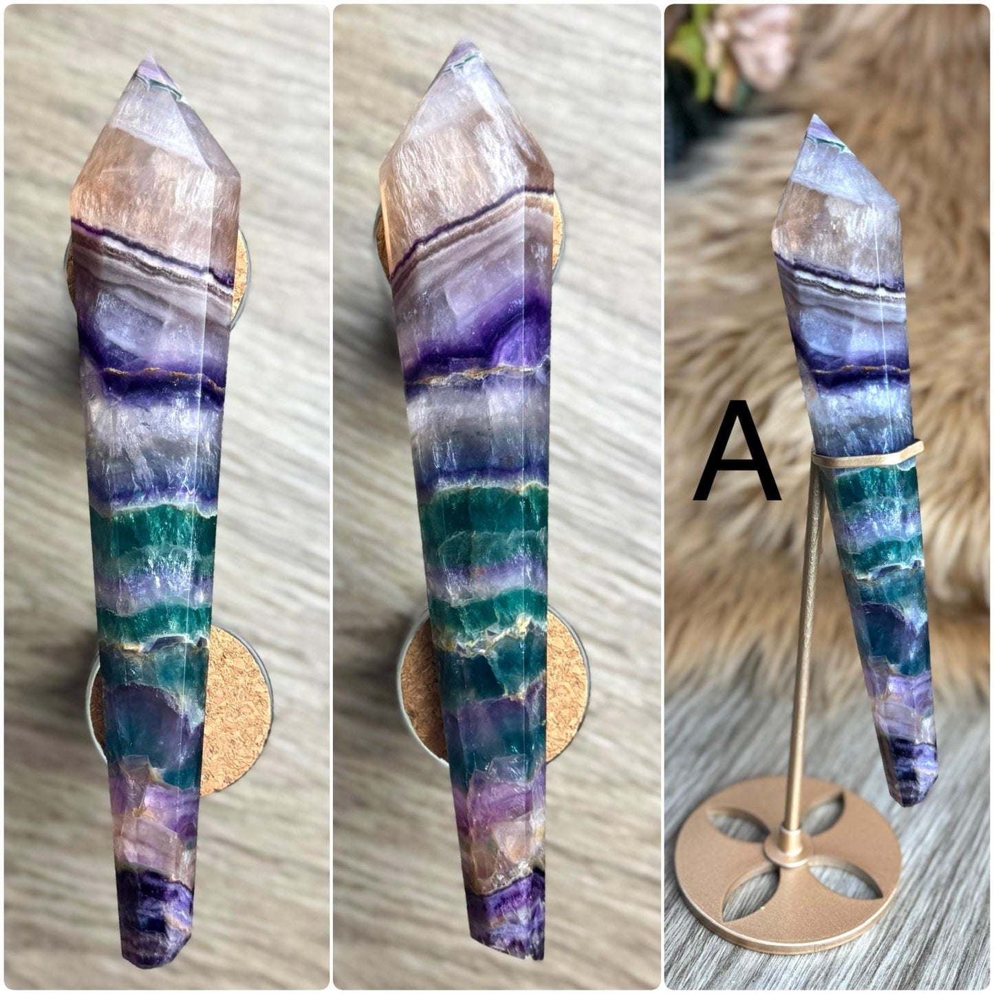 Rainbow Fluorite Scepter: Divination Tool, Crystal Wand for Manifestation, Healing & Home Decor