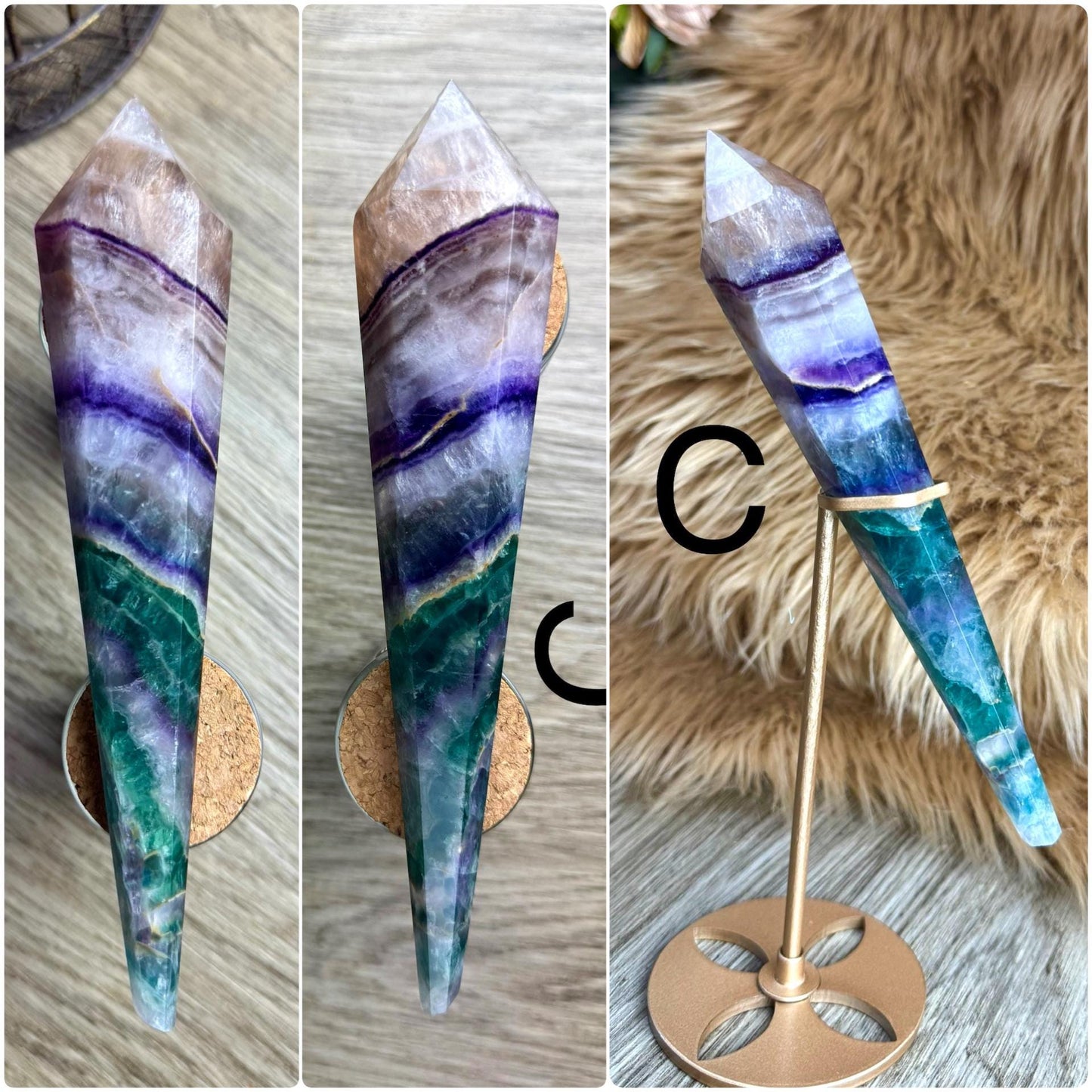 Rainbow Fluorite Scepter: Divination Tool, Crystal Wand for Manifestation, Healing & Home Decor