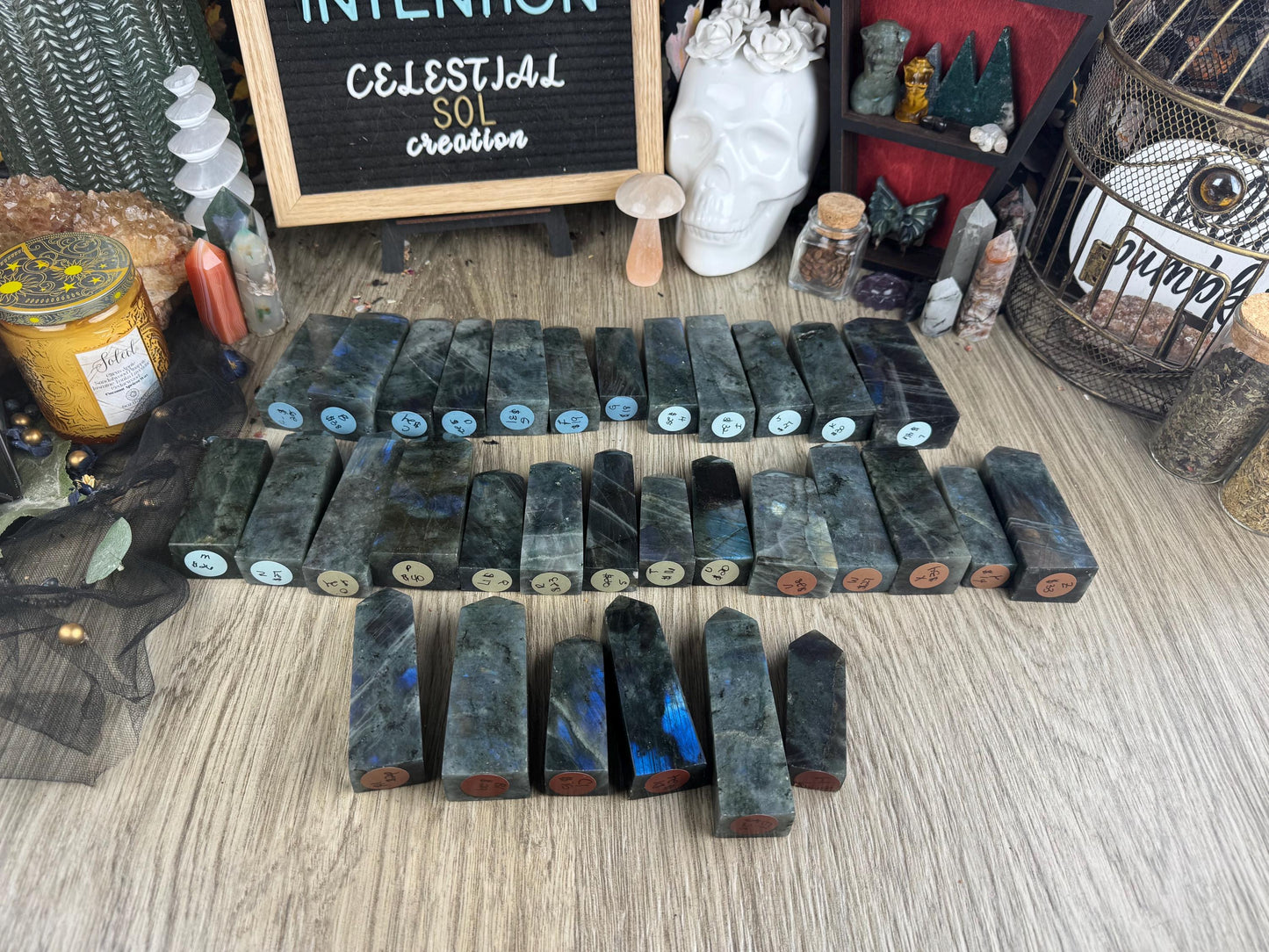 Flashy Labradorite Crystal Tower for Divination, Manifestation & Altar Decor - Witchy Gift