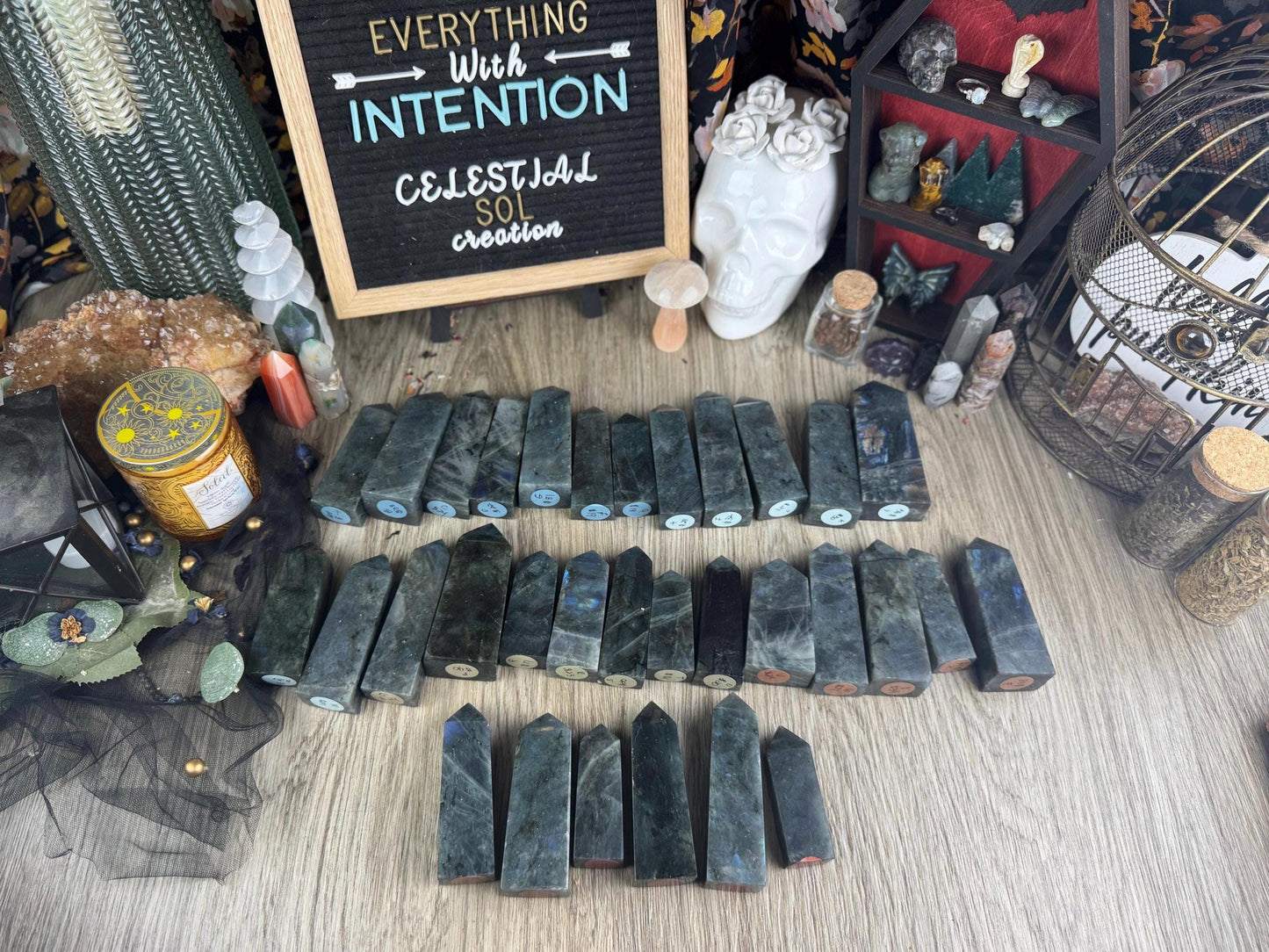 Flashy Labradorite Crystal Tower for Divination, Manifestation & Altar Decor - Witchy Gift