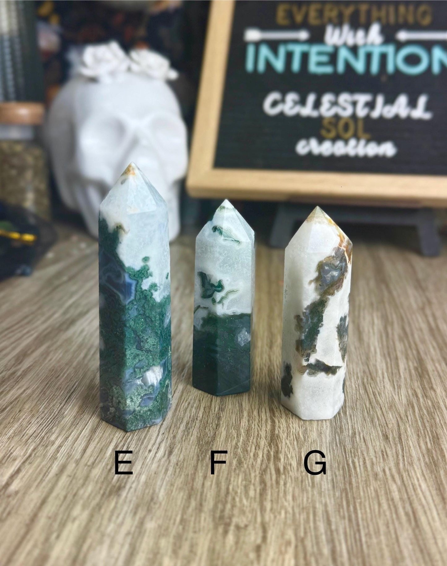 Enchanting Moss Agate Towers: Witchy Altar Decor & Divination Tools for Spiritual Practices