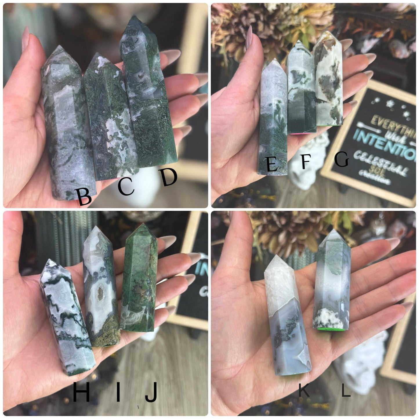 Enchanting Moss Agate Towers: Witchy Altar Decor & Divination Tools for Spiritual Practices