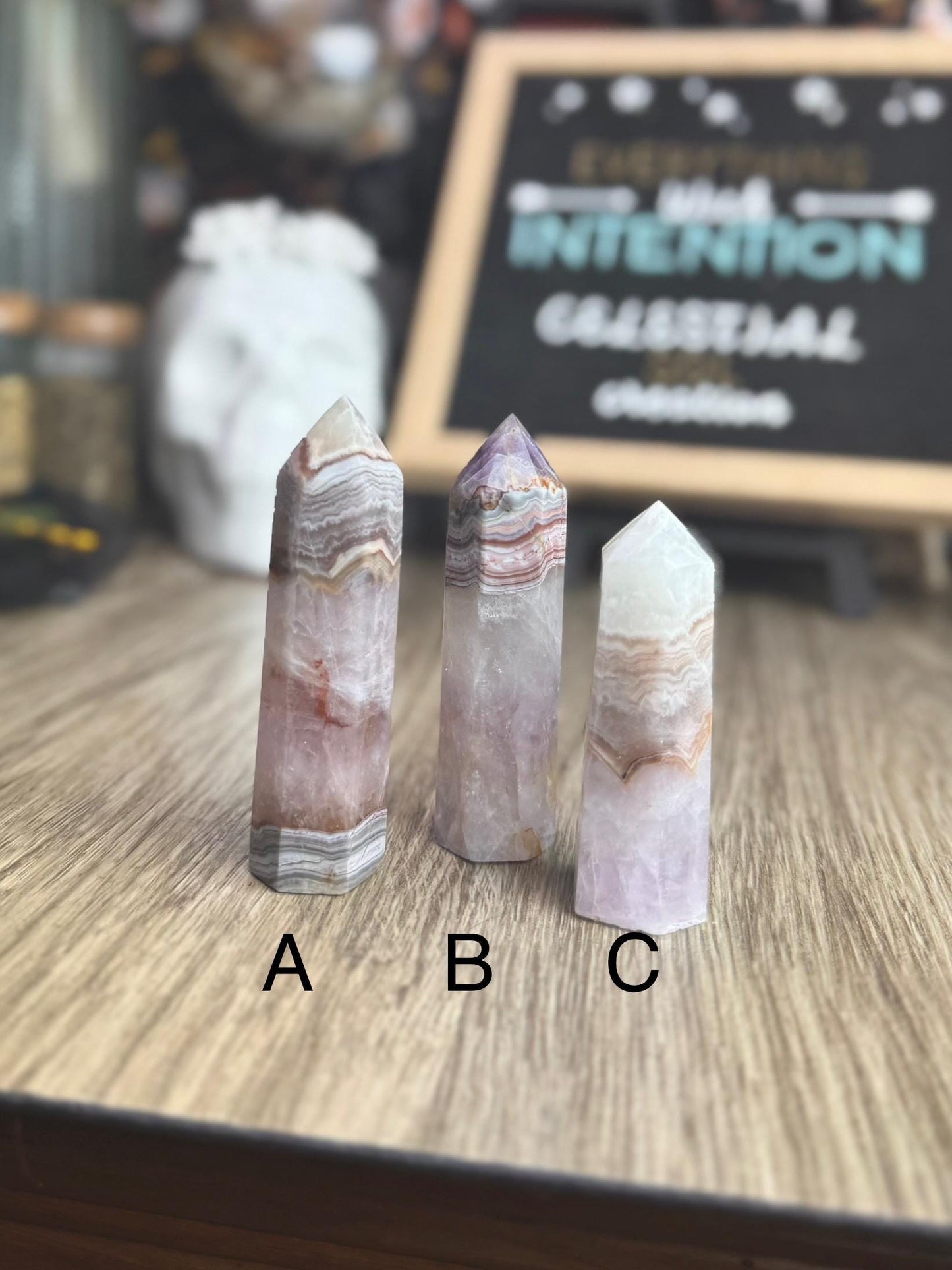 Striped Agate Crystal Tower for Divination, Altar Decor, Manifestation, Witchy Home Gift