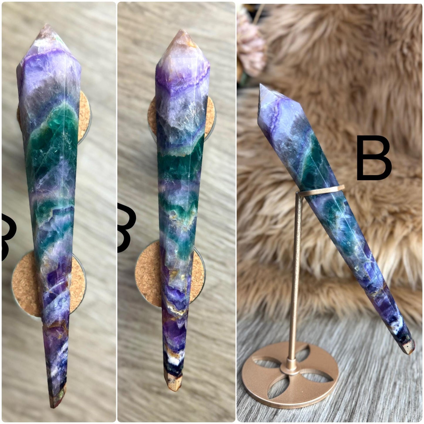 Rainbow Fluorite Scepter: Divination Tool, Crystal Wand for Manifestation, Healing & Home Decor
