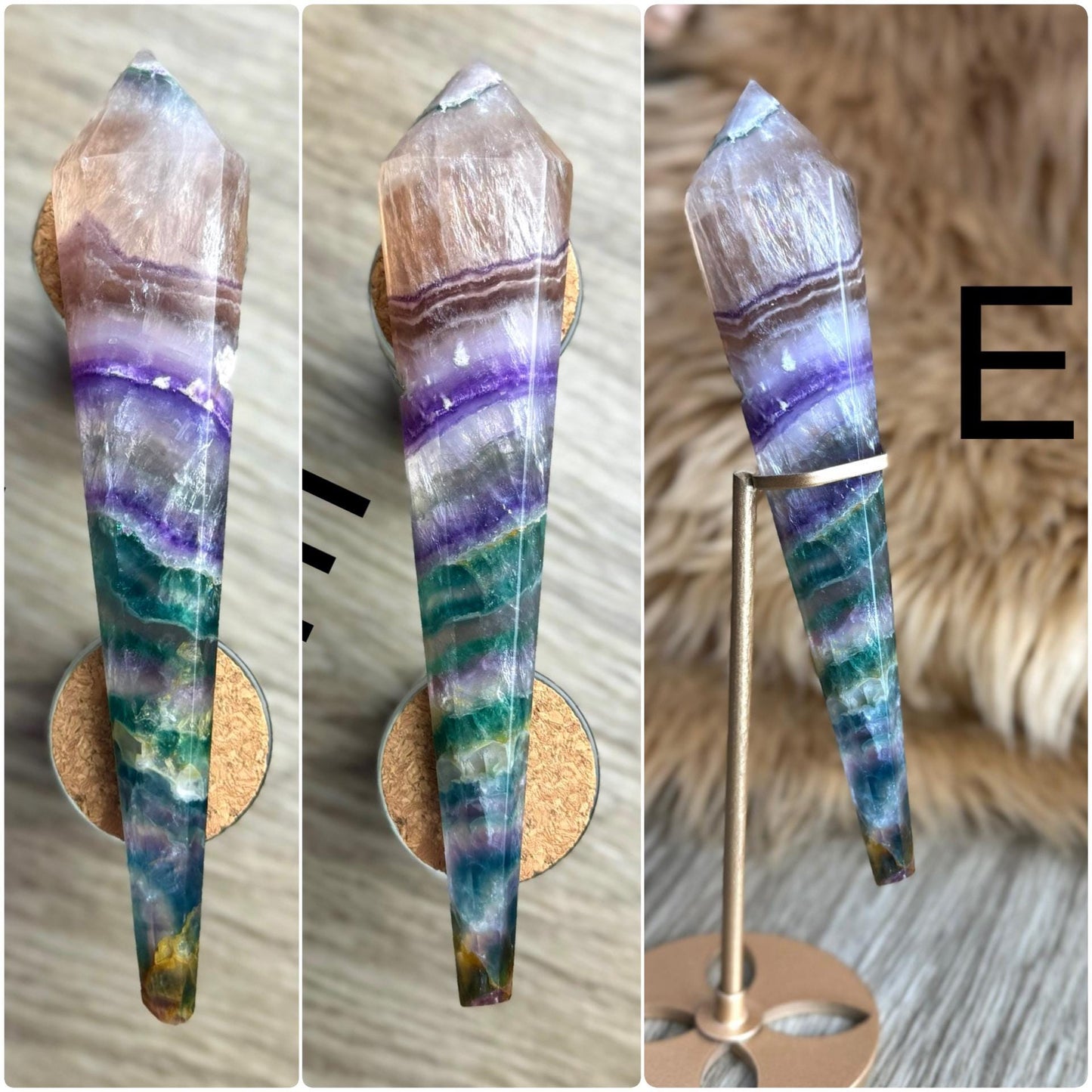 Rainbow Fluorite Scepter: Divination Tool, Crystal Wand for Manifestation, Healing & Home Decor