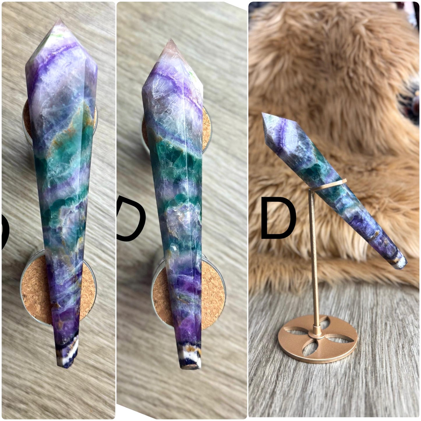 Rainbow Fluorite Scepter: Divination Tool, Crystal Wand for Manifestation, Healing & Home Decor