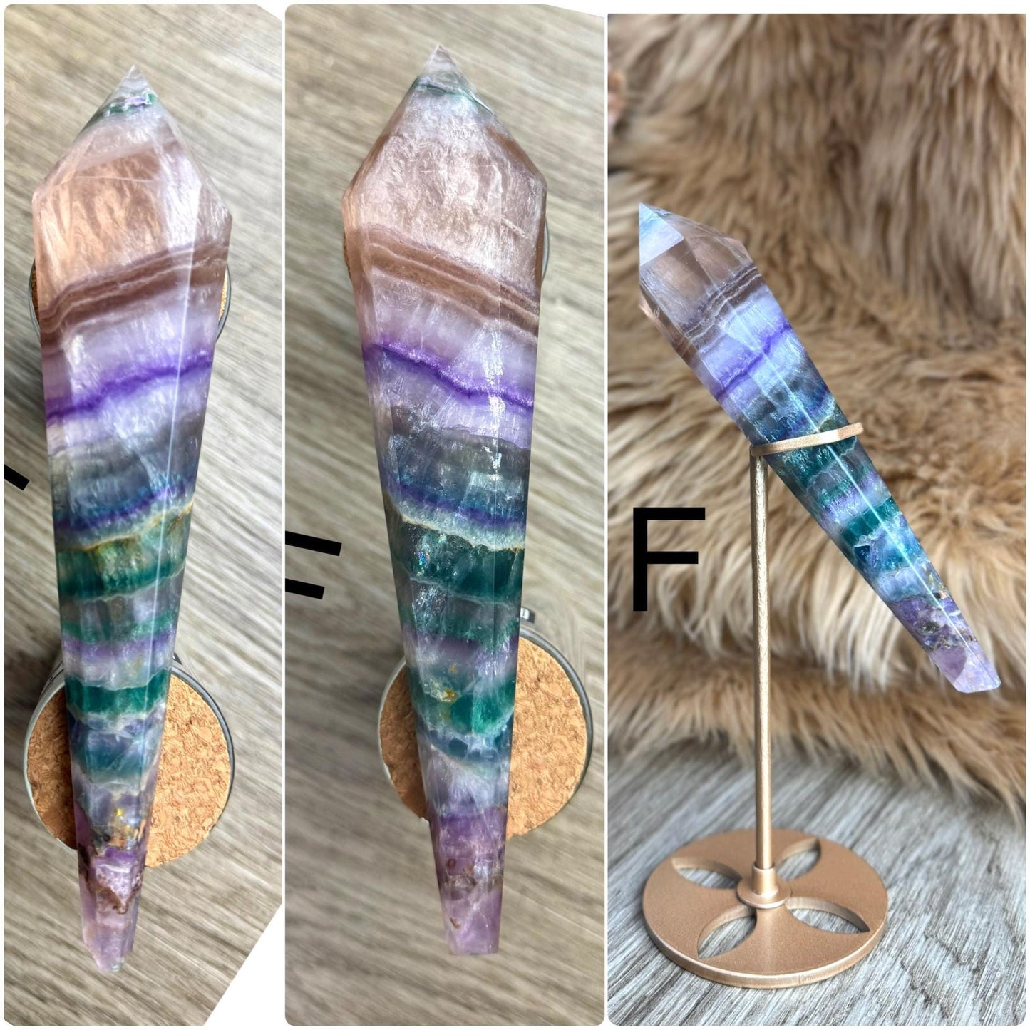 Rainbow Fluorite Scepter: Divination Tool, Crystal Wand for Manifestation, Healing & Home Decor