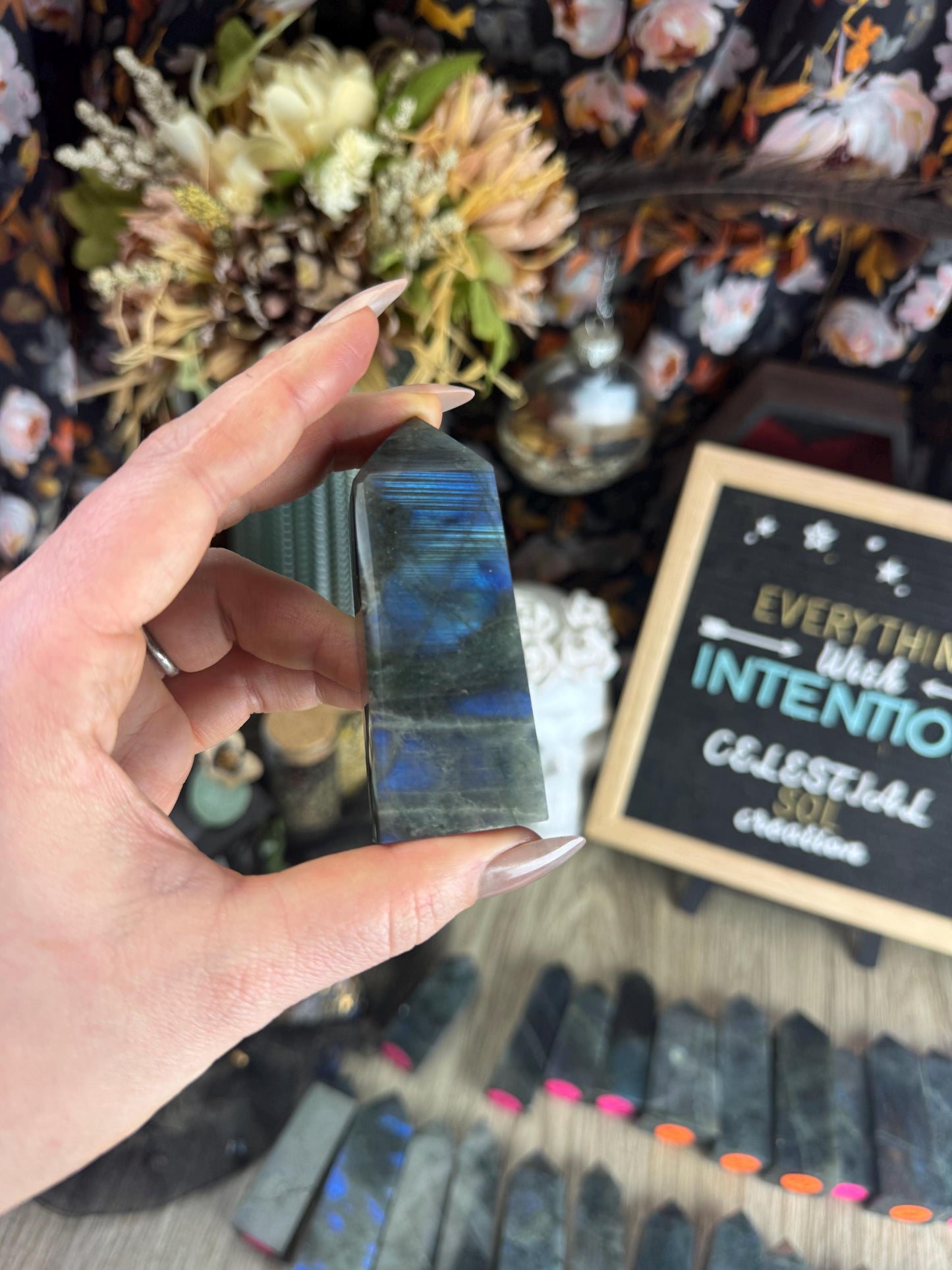 Flashy Labradorite Crystal Tower for Divination, Manifestation & Altar Decor - Witchy Gift