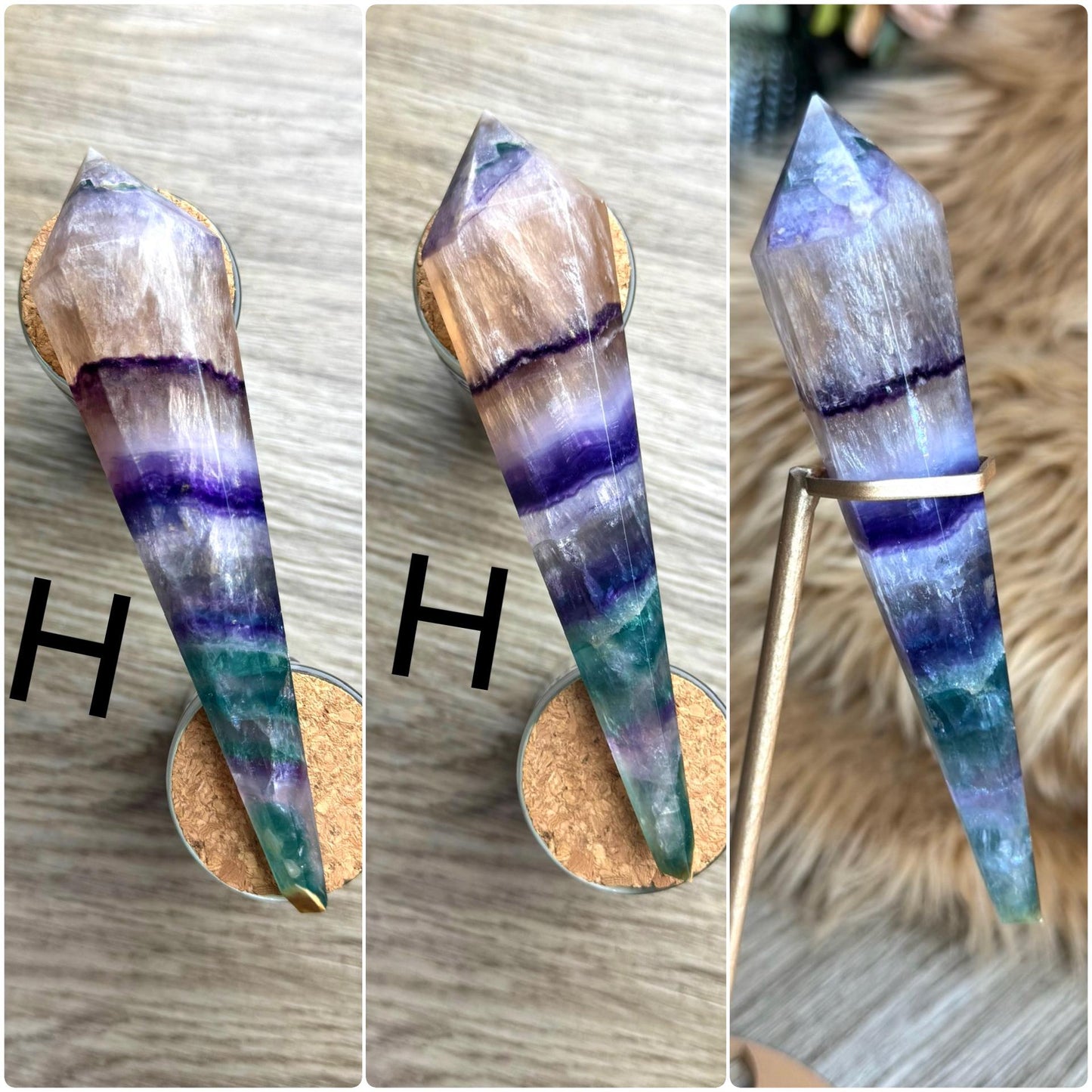 Rainbow Fluorite Scepter: Divination Tool, Crystal Wand for Manifestation, Healing & Home Decor