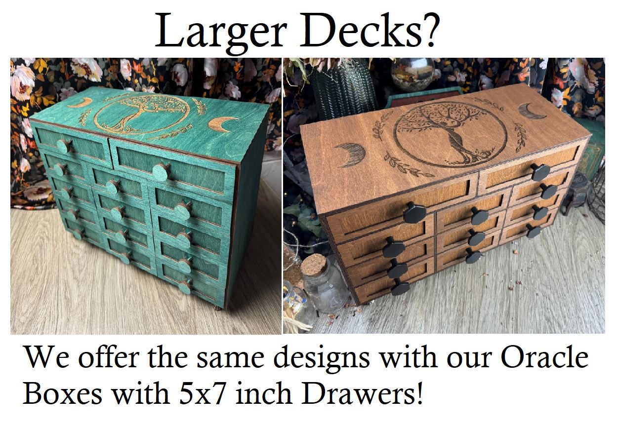 Handcrafted 13-Drawer Tarot Card Organizer: Elegant Storage for Decks, Crystals & Divination Tools