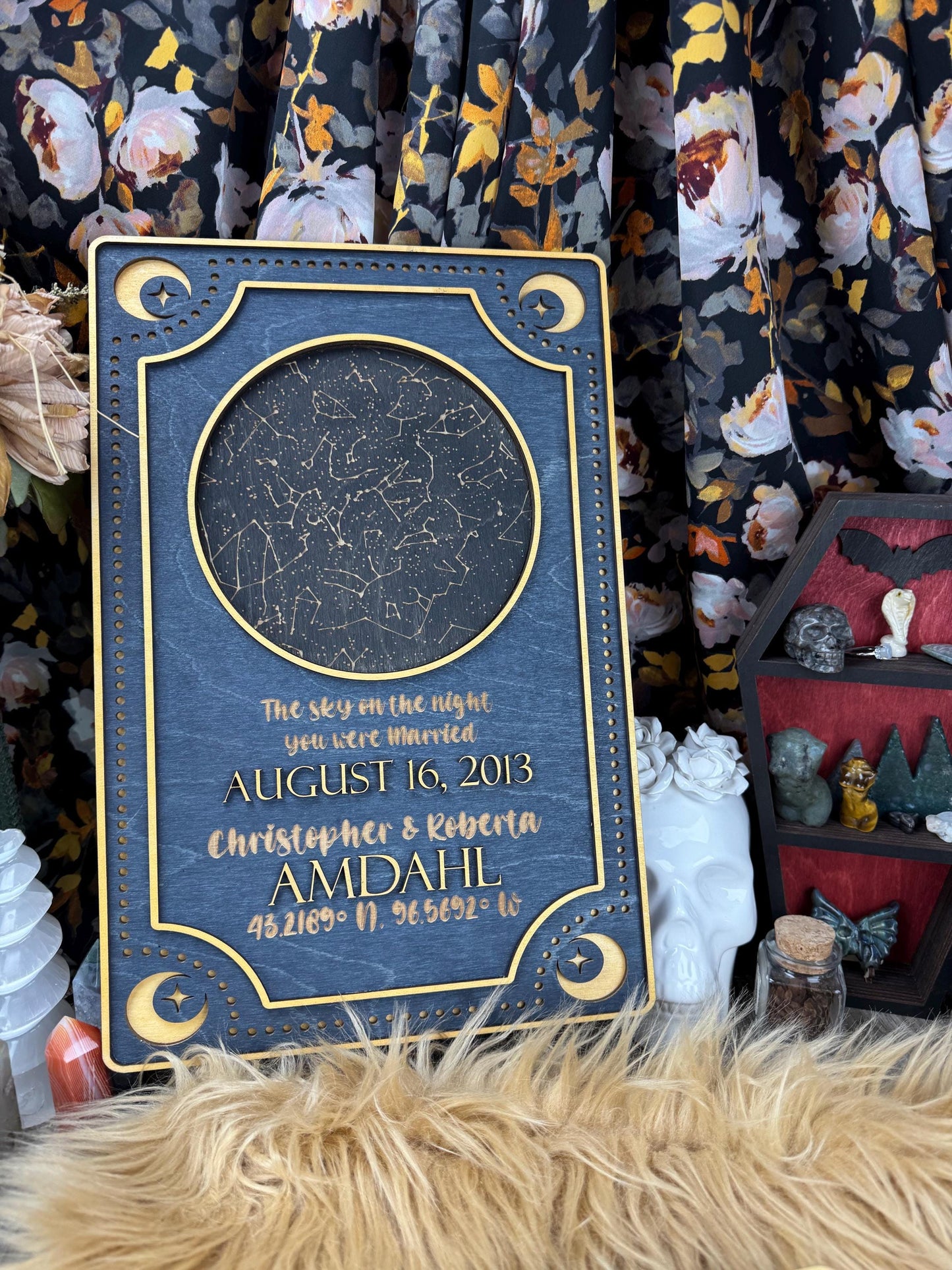 Customized Wooden Star Map: Night Sky Decor for Weddings, Anniversaries & Special Occasions