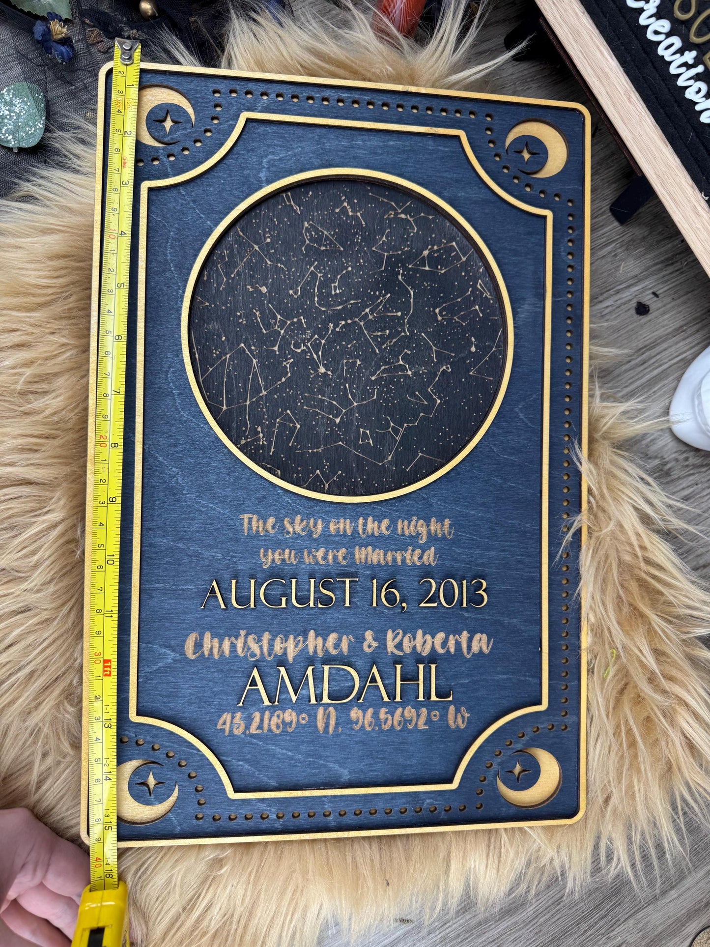 Customized Wooden Star Map: Night Sky Decor for Weddings, Anniversaries & Special Occasions