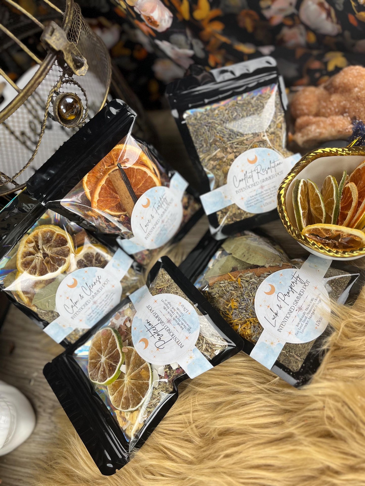 Witchy Herbal Simmer Pot Kit: Spiritual Healing Potpourri for Intention Setting and Spellwork