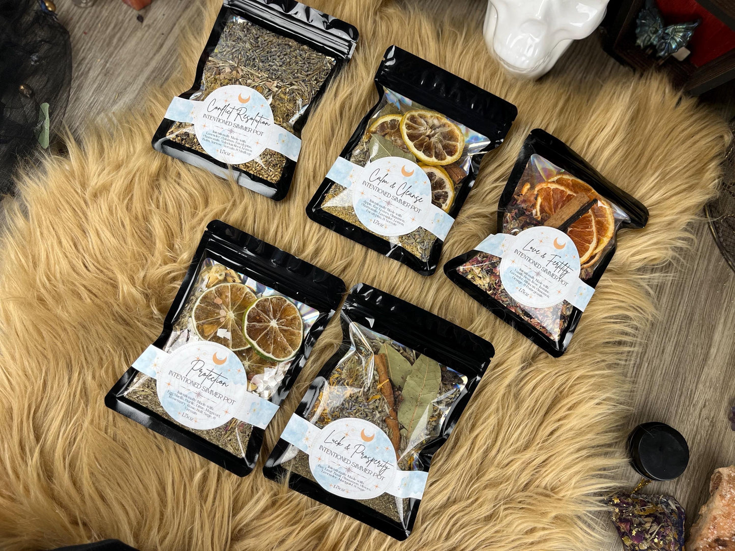 Witchy Herbal Simmer Pot Kit: Spiritual Healing Potpourri for Intention Setting and Spellwork