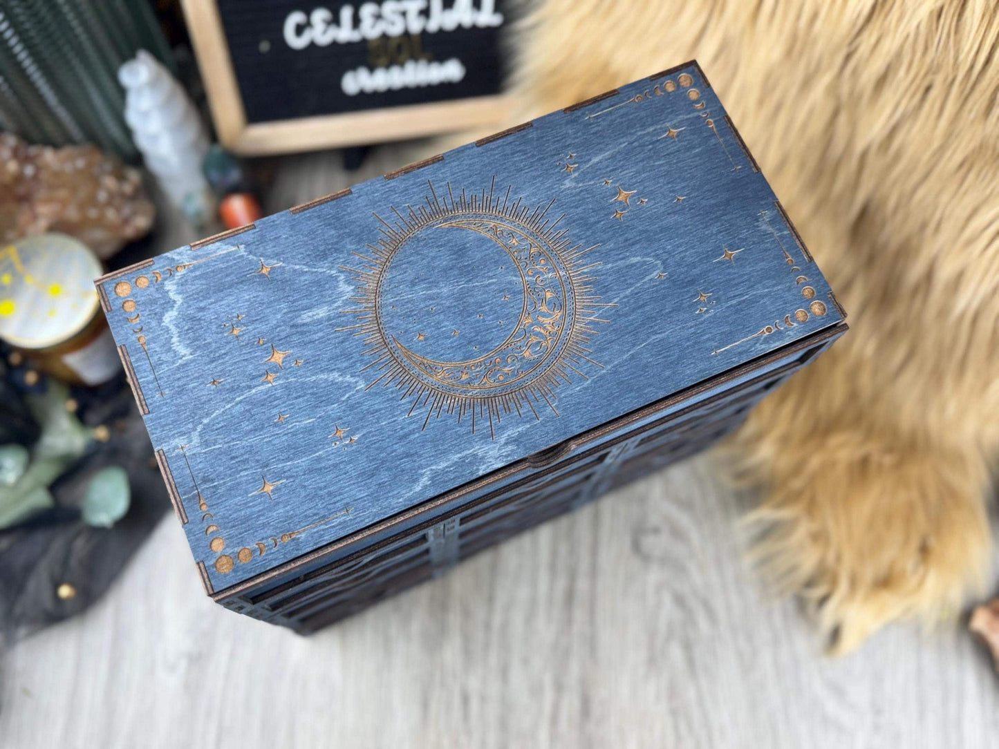 Handcrafted 13-Drawer Tarot Card Organizer: Elegant Storage for Decks, Crystals & Divination Tools