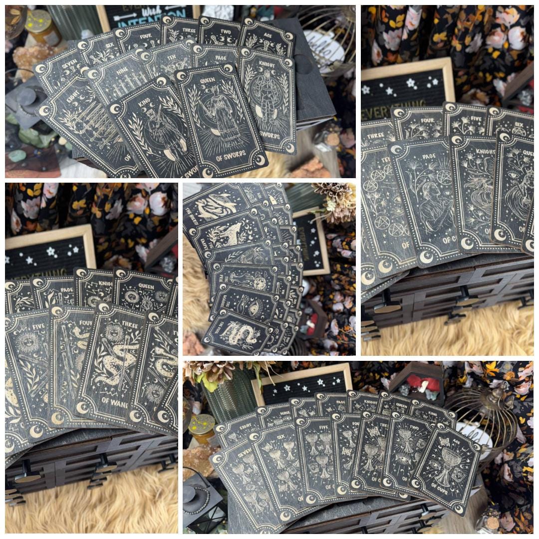 Large Oracle Card Holder, Metal Hardware, 14 Drawer Box, Altar Decor, Organizer, Tarot Deck Organization