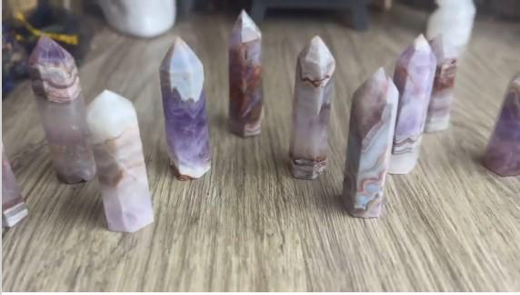 Striped Agate Crystal Tower for Divination, Altar Decor, Manifestation, Witchy Home Gift
