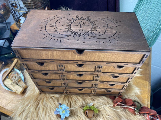 Tarot Card Organizer: 13-Drawer Box for 12 Decks, Altar Decor, Jewelry Storage, Divination Tool V.1
