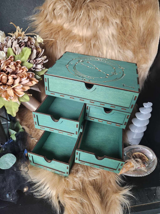 Elegant 7-Drawer Tarot Card Organizer: Holds 6 Decks, Perfect for Altar Decor & Jewelry Storage