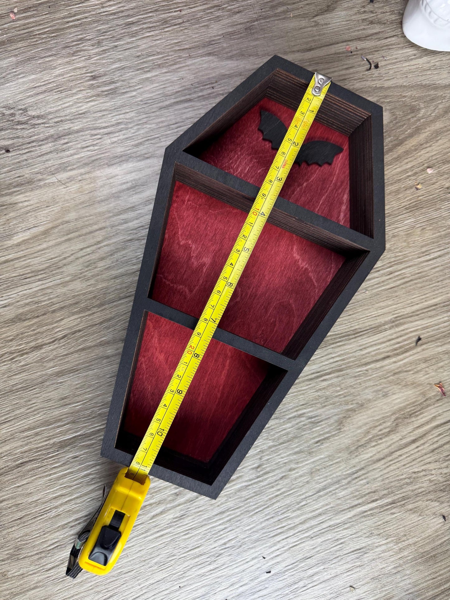 Gothic Coffin Shaped Shelf for Altar Decor, Witchy Crystal Display, Trinket Tray & Wall Art