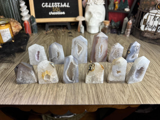 Elegant Druzy Agate Towers for Divination, Altar Decor & Spiritual Manifestation - Witchy Gifts