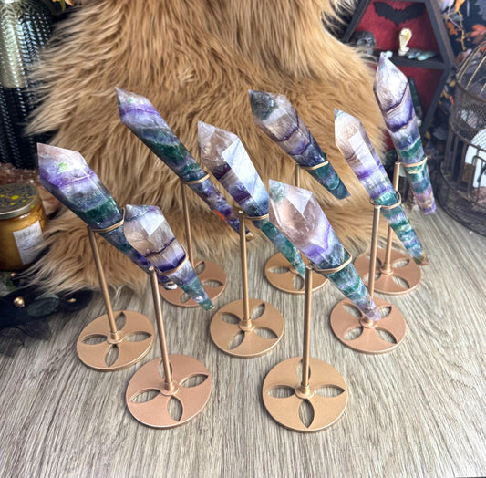 Rainbow Fluorite Scepter: Divination Tool, Crystal Wand for Manifestation, Healing & Home Decor