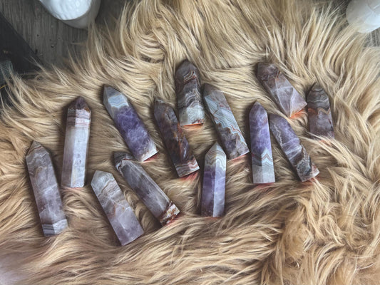 Striped Agate Crystal Tower for Divination, Altar Decor, Manifestation, Witchy Home Gift