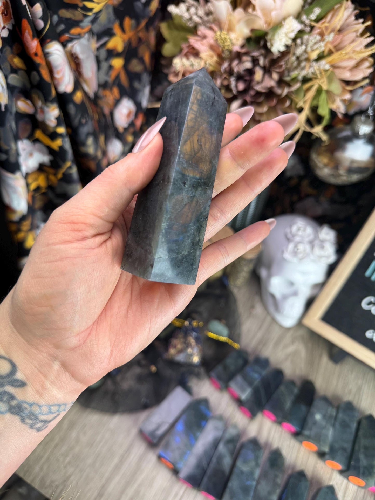 Flashy Labradorite Crystal Tower for Divination, Manifestation & Altar Decor - Witchy Gift