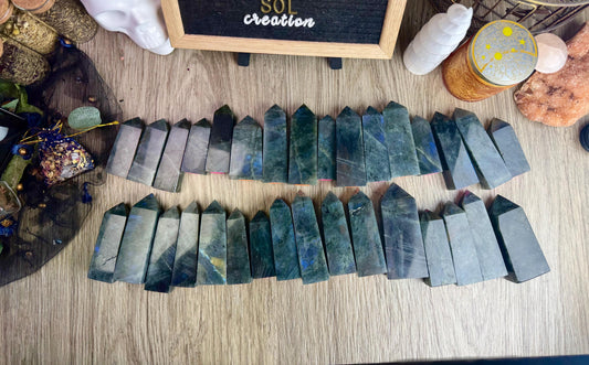 Flashy Labradorite Crystal Tower for Divination, Manifestation & Altar Decor - Witchy Gift
